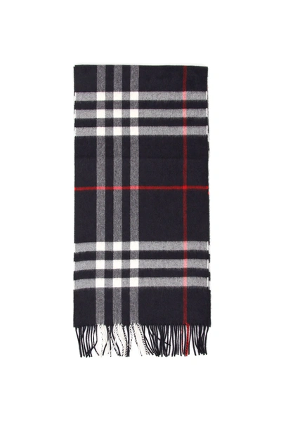 Burberry Navy Blue Giant Check Scarf In Blue,white,red