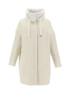 Herno Lurex Knit Cocoon Coat In Open White