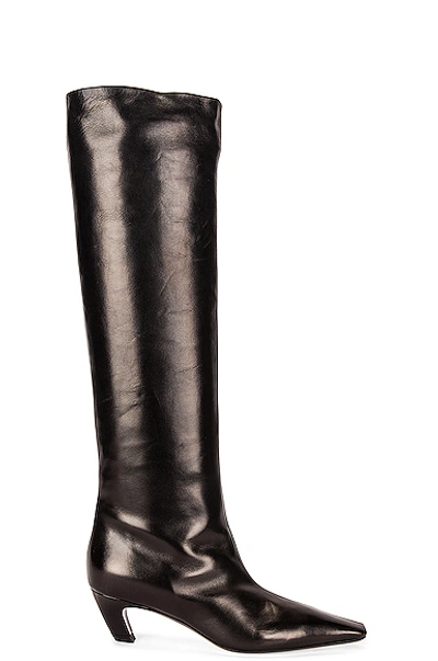 Khaite Black Davis 45 Knee-high Leather Boots