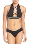 Hauty Lenna Halter Bra With Panty 2pc Lingerie Set In Black