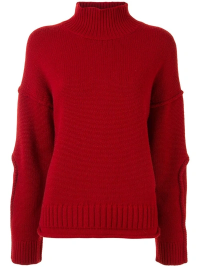 Proenza Schouler White Label Wool Cashmere Cropped Knit Sweater In Red