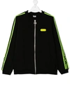 Gcds Teen Side Stripe Zip-up Jacket In Black