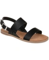 Journee Collection Women's Lavine Double Strap Flat Sandals In Black