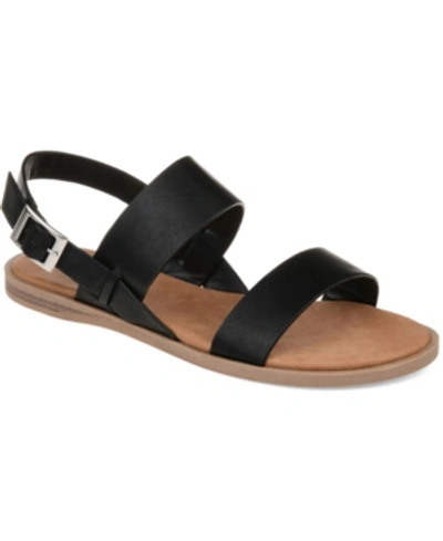 Journee Collection Women's Lavine Double Strap Flat Sandals In Black