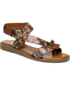 Franco Sarto Glenni Hidden Adjustable Strap Flat Sandals In Brown Faux Leather