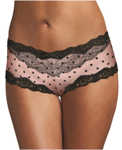 Maidenform Scalloped Lace Hipster Underwear 40823 In Sassy Pearl Blush Dot With Black