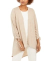 Ny Collection Open-front Drawstring-cuff Cardigan In Oatmeal