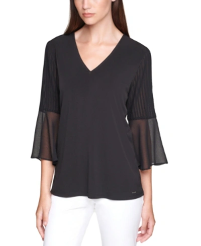 Calvin Klein Bell-sleeve Top In Black