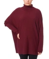 Joseph A Plus Size Turtleneck Poncho Sweater In Port