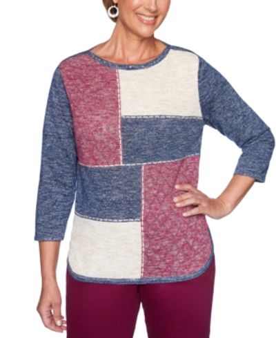 Alfred Dunner Petite Autumn Harvest Colorblocked Sweater In Multi