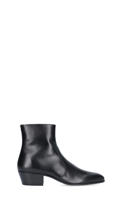 Saint Laurent 45mm Cole Zip-up Leather Boots In Black | ModeSens