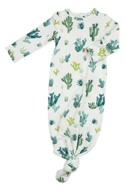 Angel Dear Babies' Cactus Print Gown In Cream/ Green
