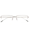 Montblanc Polished Square-frame Glasses In Silver