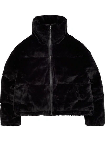 Apparis Faux-sherpa Puffer Teddy Coat, Created For Macy's In Black