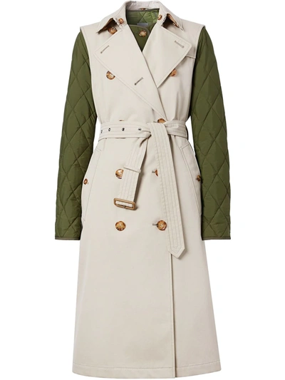 Burberry Rothes 2-piece Quilted Warmer & Sleeveless Trench Coat In Stone