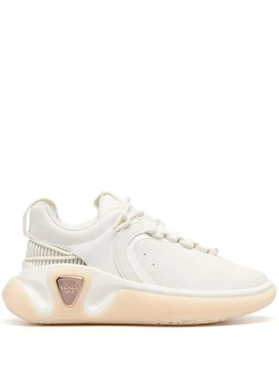 Balmain B-runner Leather-trimmed Mesh Sneakers In White