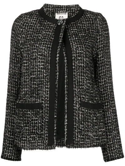 Semicouture Embellished Button Tweed Jacket In Black