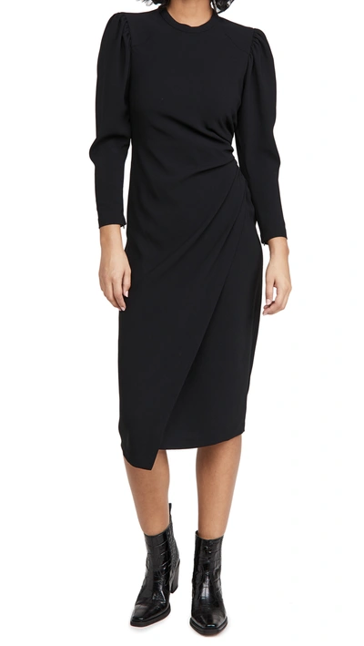 A.l.c Meline Puff Shoulder Midi Dress In Black