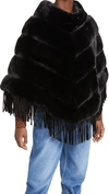 ADRIENNE LANDAU FAUX REX STRIPE PONCHO,ADRIE20197