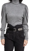 Isabel Marant Gavina Wool Turtleneck Top In Grey