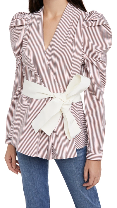 Silvia Tcherassi Agnes Shirt In Red Stripes