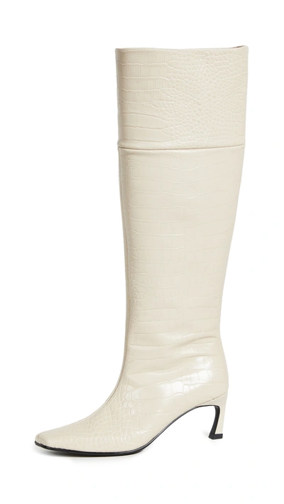 Reike Nen Pointed Square Mid-heel Long Boots In Cream