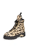 Off-white Cheetah-print Combat Boots In Camel Black