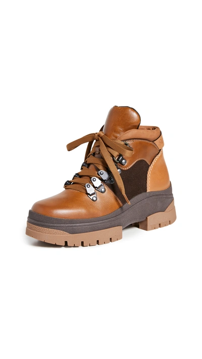 See By Chloé Panelled Leather And Suede Hiking Boots In Brown,tan