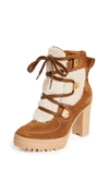 SEE BY CHLOÉ KARLA SHEARLING BLOCK HEEL BOOTS