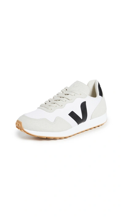 Veja Mixed Leather Trainer Sneakers In White,black