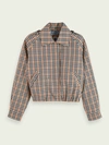 SCOTCH & SODA CROPPED LONG SLEEVE HOUNDSTOOTH CHECKED JACKET,8719029139562