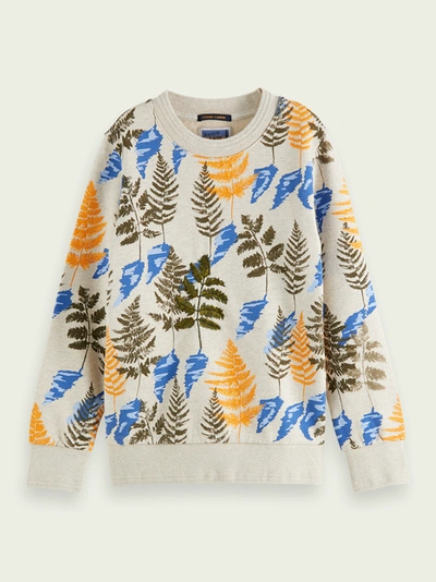 Scotch & Soda Embroidery Detail Foliage Sweatshirt In Multicolour