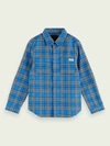 SCOTCH & SODA CHECKED LONG SLEEVE COTTON FLANNEL SHIRT,8718859997076