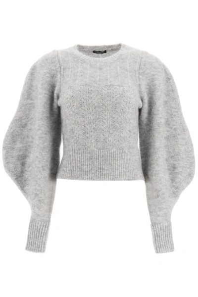 Wandering Sweater With Balloon Sleeves In Light Grey