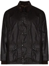 Barbour Faux-leather Snap-button Jacket In Black