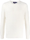 Polo Ralph Lauren Logo-embroidered Cable-knit Cashmere Jumper In Andover Cream