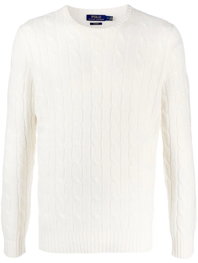 Polo Ralph Lauren Logo-embroidered Cable-knit Cashmere Jumper In Andover Cream