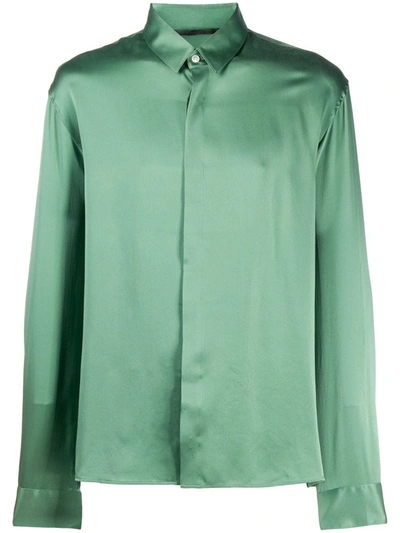 Haider Ackermann Long-sleeve Silk Shirt In Dali Neptune