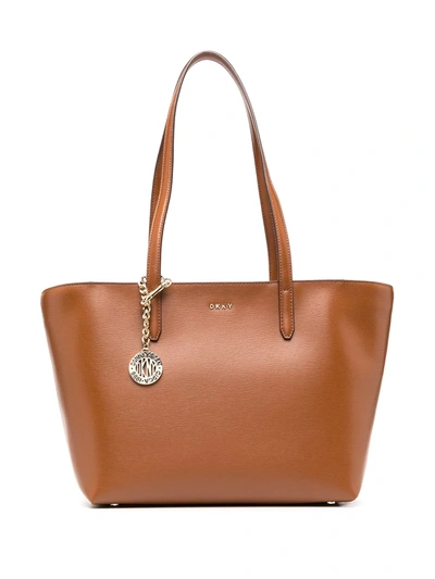 Dkny Bryant Leather Shopping Bag In Brown