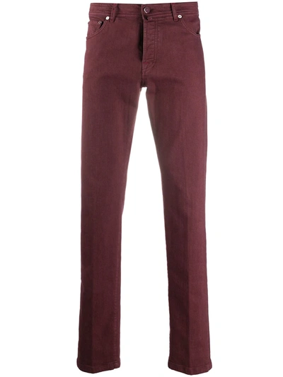 Kiton Five-pocket Straight Leg Jeans In Red