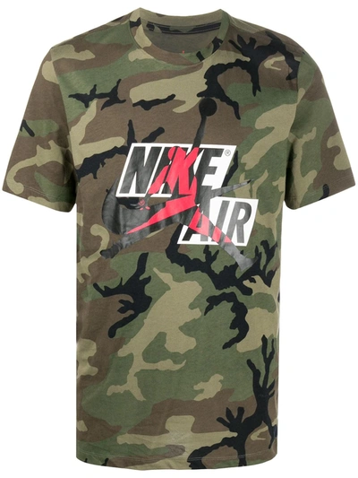 Nike Logo Camouflage Print T-shirt In Green