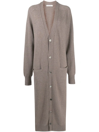 Extreme Cashmere Rib-trimmed Long Cardi-coat In Nude