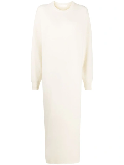 Extreme Cashmere Rib-trimmed Knitted Dress In Neutrals