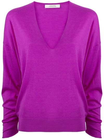 Dorothee Schumacher V-neck Wool-silk Jumper In Purple