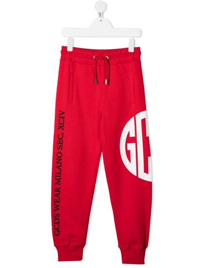 Gcds Kids' Logo-print Track Trousers In Red