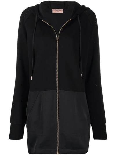 Twinset Sequin-embellished Hooded Jacket In Black