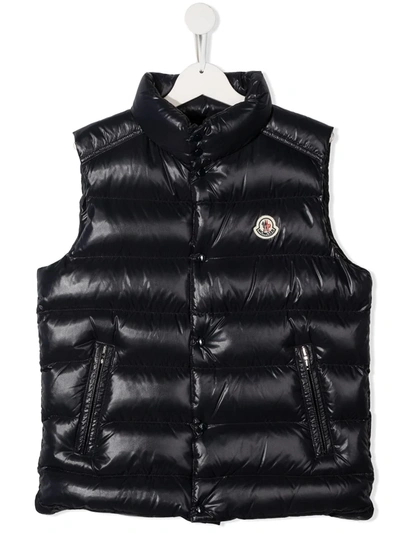 Moncler Teen Feather Down Gilet In Blue