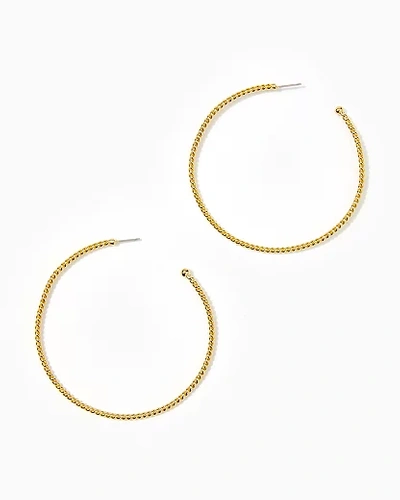 Lilly Pulitzer Island Hoop Earrings In Gold Metallic
