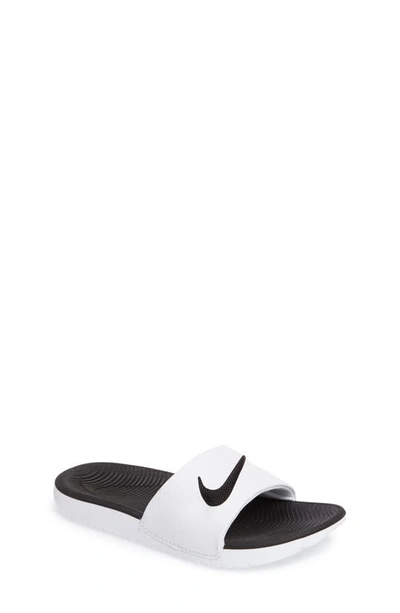 Nike Kawa Little/big Kids' Slides In White,black