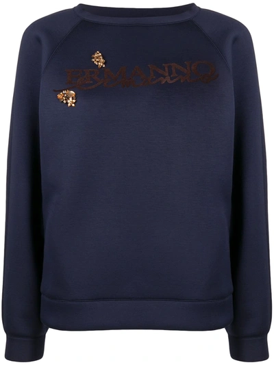 Ermanno Ermanno Logo Print Sweatshirt In Blue